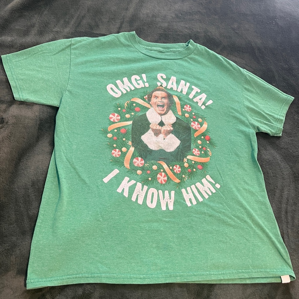 ELF Green Kids T-Shirt with Santa Print
